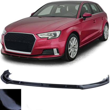 SPOILER LIP ANTERIORE PERFORMANCE NERO LUCIDO PER AUDI A3 8V FACELIFT 2016-2020