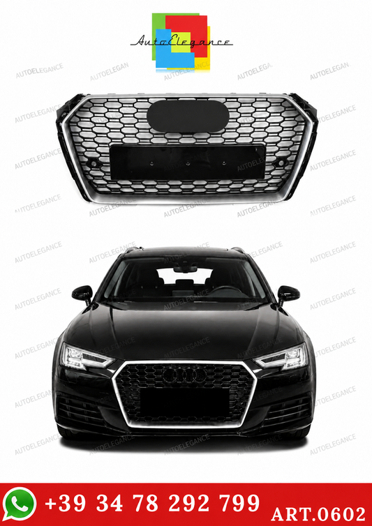 💫ART.0602 GRIGLIA ANTERIORE - AUDI A4 B9 2015+ RS4 NIDO D'APE BORDO SATINATO💫
