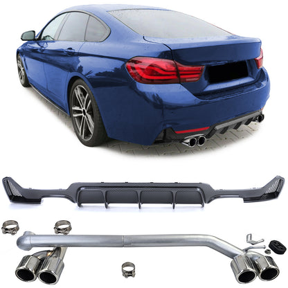 Diffusore Posteriore Carbonio + Terminale Sport Look adatto per BMW F32 F33 F36 425 428 430