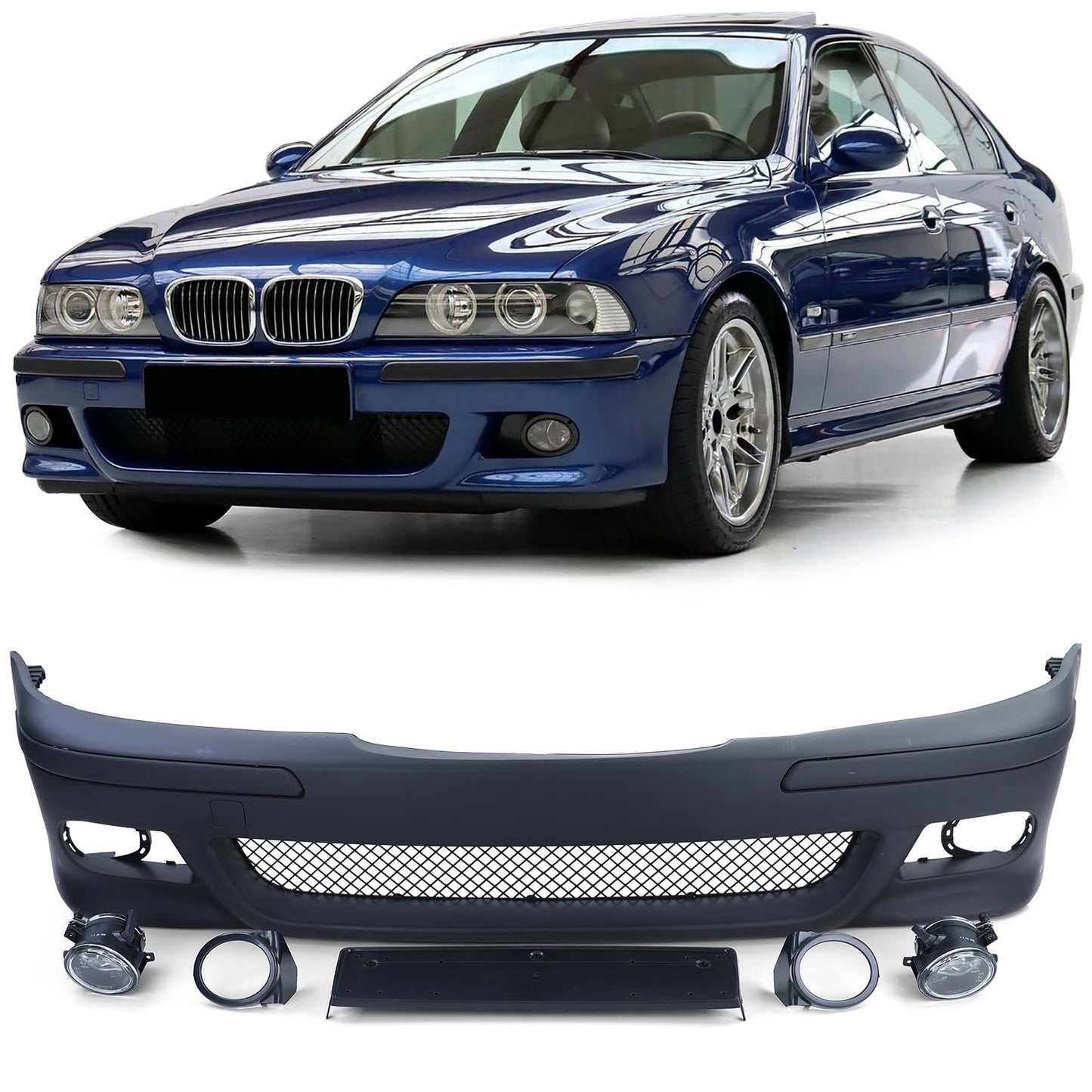 💫ART.8770 Paraurti Anteriore Sportiva + Fari Antinebbia Trasparenti per BMW Serie 5 E39💫