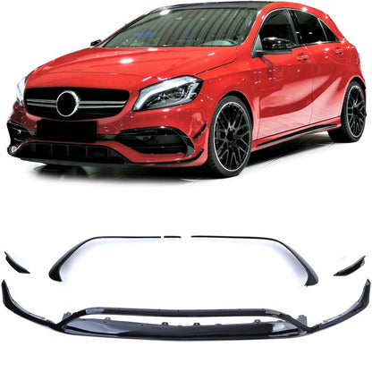 💫Set Splitter Anteriore Paraurti Sport Nero Lucido per Mercedes Classe A W176💫