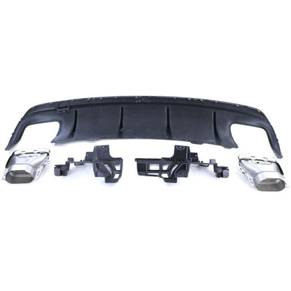 Diffusore sportivo nero lucido con terminali di scarico cromati per Mercedes CLA