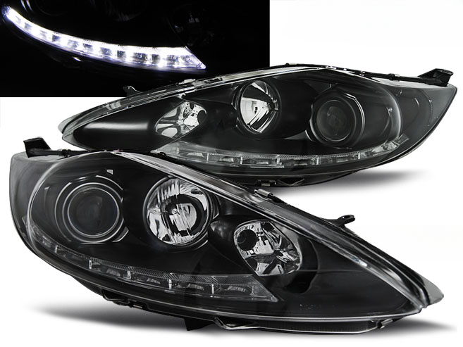 Fari per FORD FIESTA MK7 08.08-09.12 NERO LUCE DIURNA
