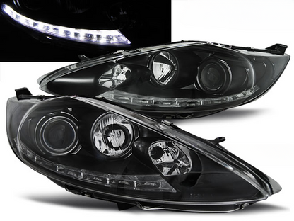 Fari per FORD FIESTA MK7 08.08-09.12 NERO LUCE DIURNA