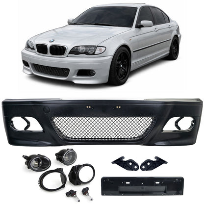 💫ART.7884 Paraurti Anteriore + Fari Antinebbia trasparenti per BMW E46💫