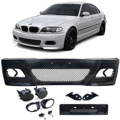 💫ART.7882 Paraurti Anteriore Sportivo + Fari Antinebbia Fumé per BMW E46 Serie 3💫