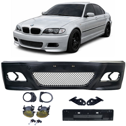 💫ART.7879 Paraurti Anteriore Sportivo + fari antinebbia per BMW E46 Serie 3 2001-2005💫