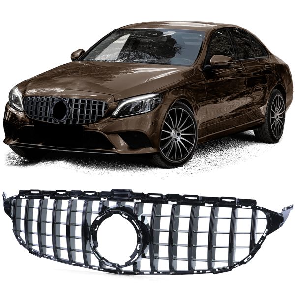 Griglia Sportiva Nera Cromata Lucida per Mercedes CLASSE C W205 S205 18-21
