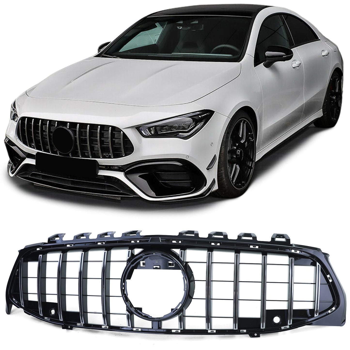 💫ART.4543 Griglia Radiatore Sportiva (Nera Cromata Lucida) per Mercedes💫