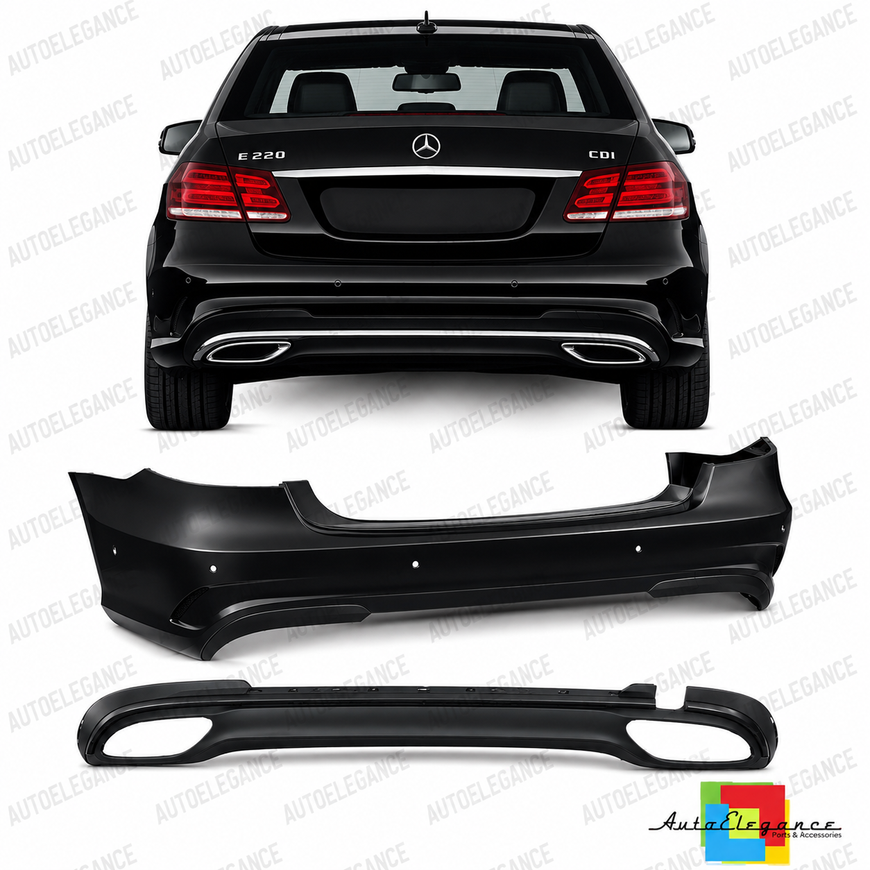 💕PARAURTI POSTERIORE MERCEDES CLASSE E W212 13-16 LOOK AMG PDC💕