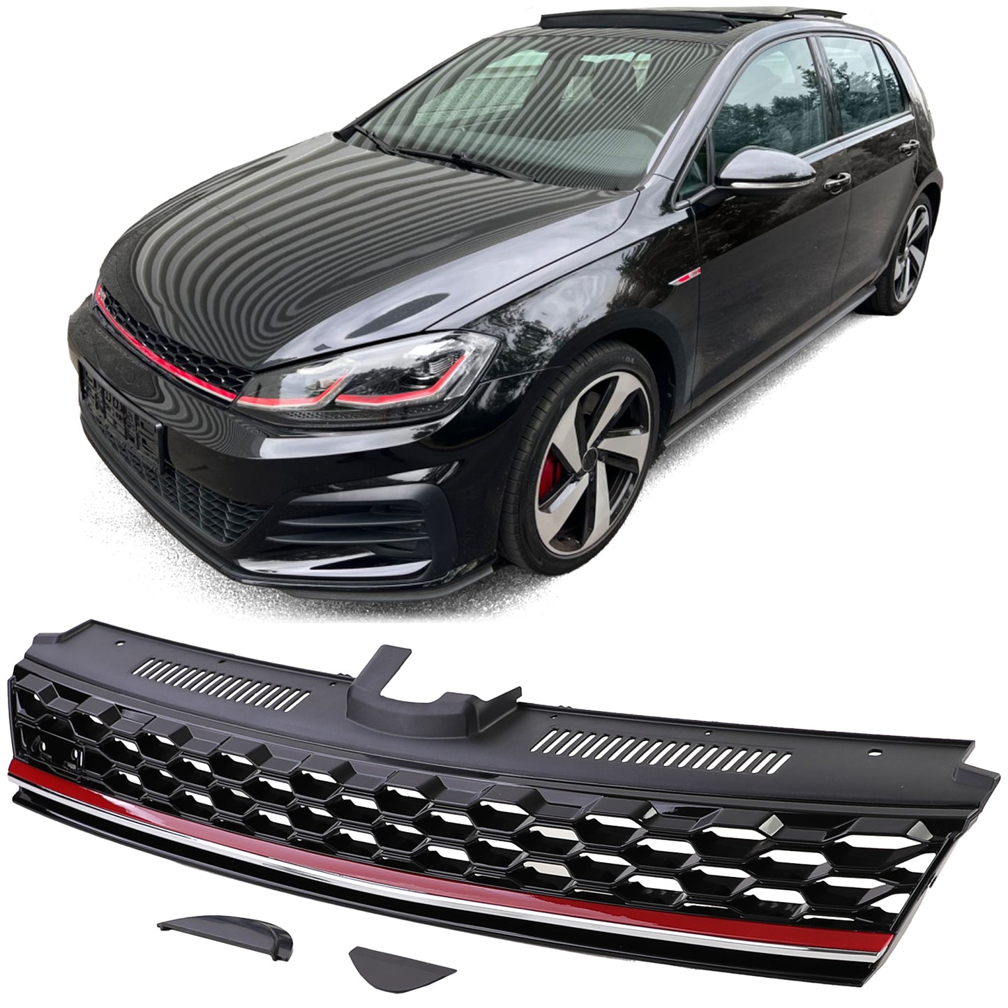 Griglia Black Gloss Clean senza stemma per VW Golf 7 GTD GTI Facelift 17-20