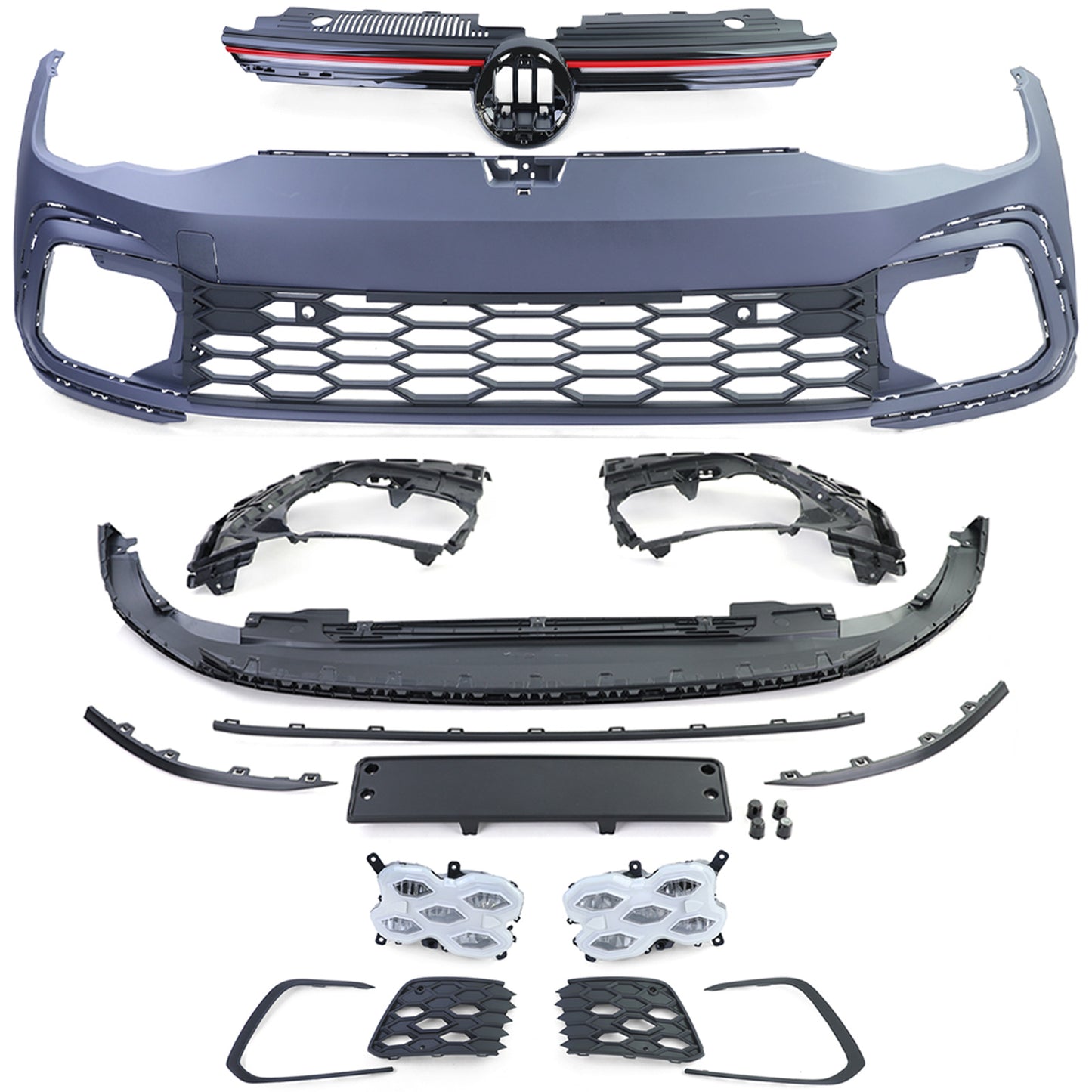 ⭐Paraurti Anteriore Sport con Calandra e LED Fendinebbia per VW Golf 8 GTI 19 ⭐
