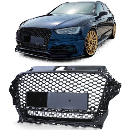 🔥Sport Grill Honeycomb Grill Gloss Black For Audi A3 8V 12-16🔥