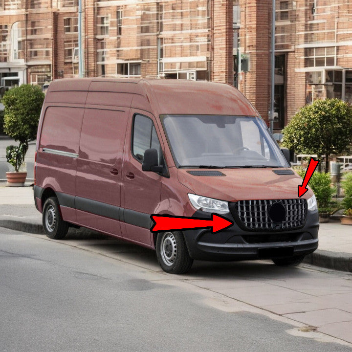 ⭐Griglia Sport Cromo Nero Lucido per Mercedes Sprinter W907 910 da 18⭐