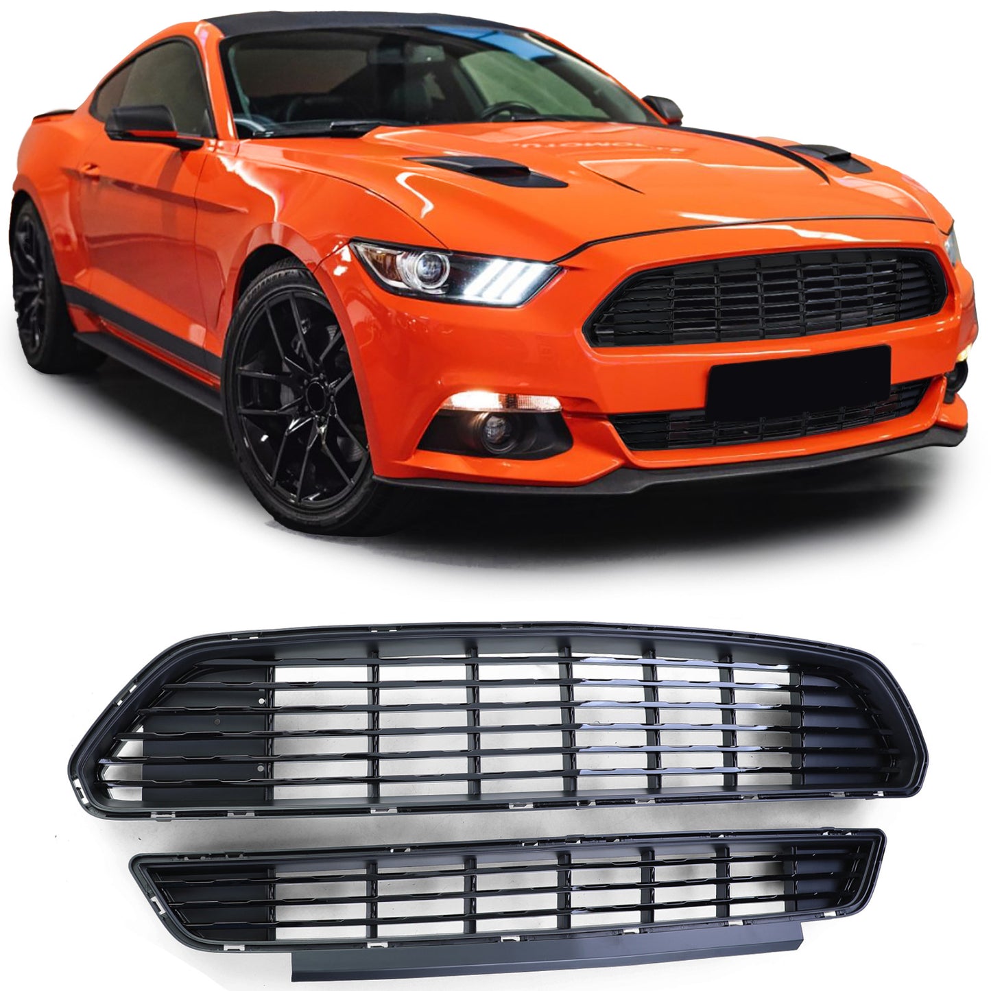 ✨Gloss Black Top Bottom Sport Grille Set for Ford Mustang 6 14-17✨
