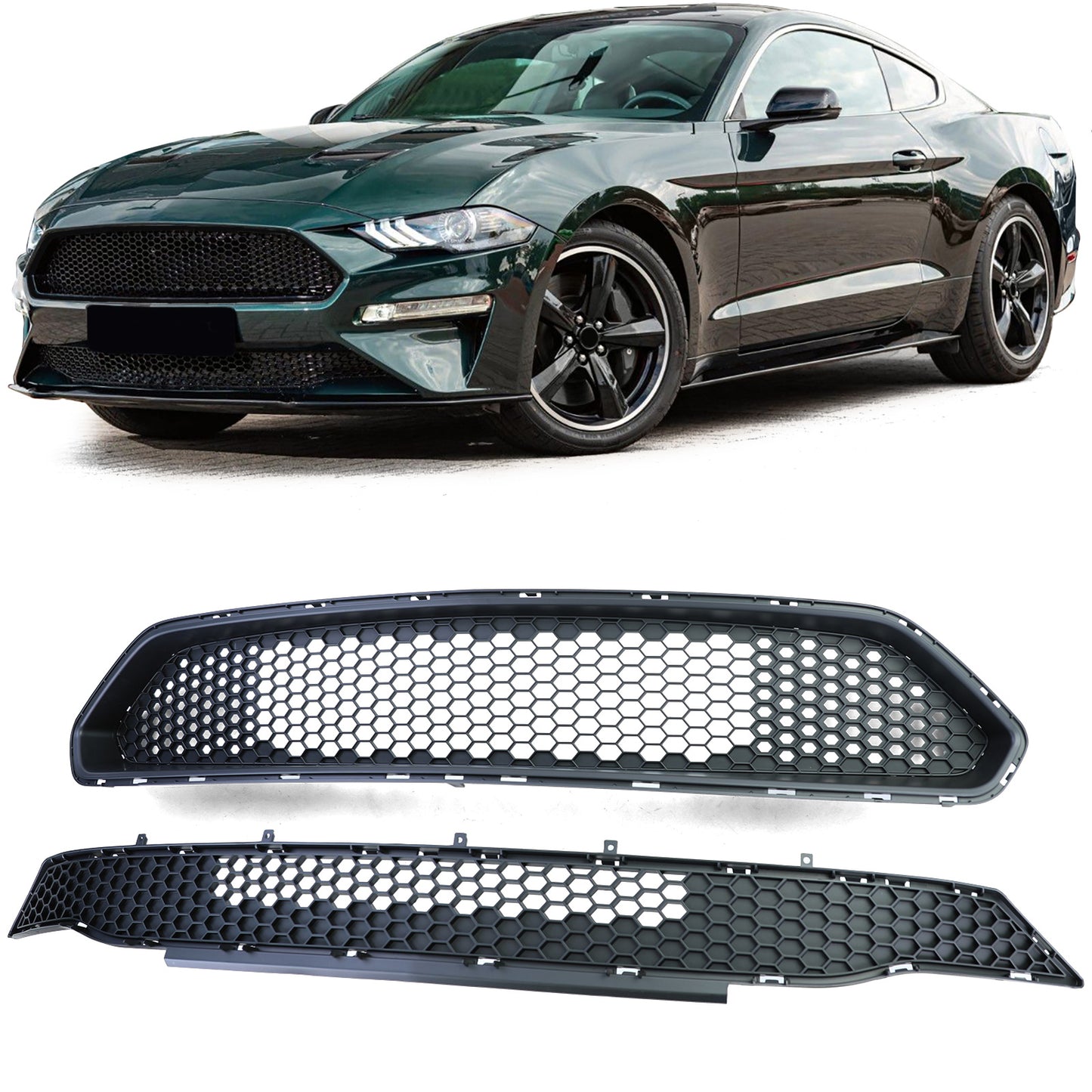 ✨BullittStyle Upper+Lower Grille Set for Ford Mustang 6 Facelift 18-23✨