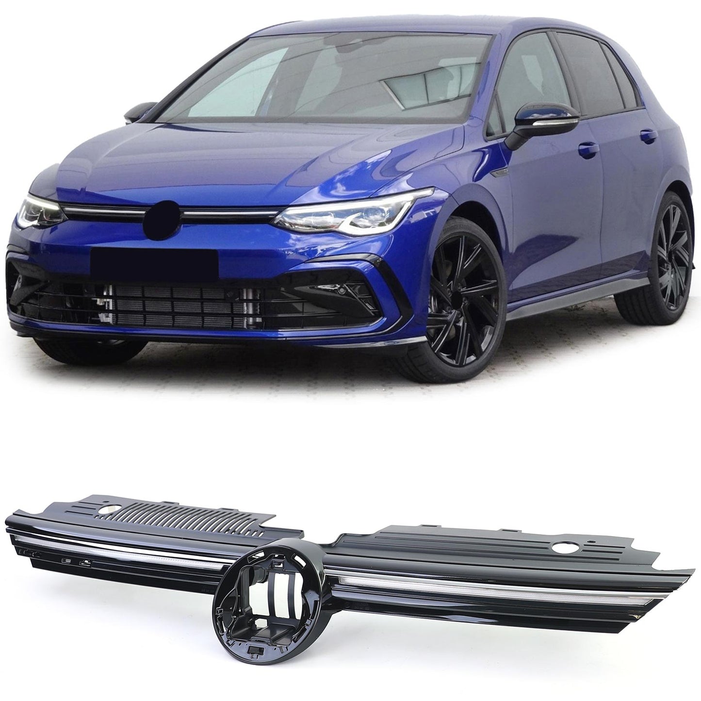 ⭐Griglia radiatore sportiva con striscia cromata illuminata per VW Golf 8⭐