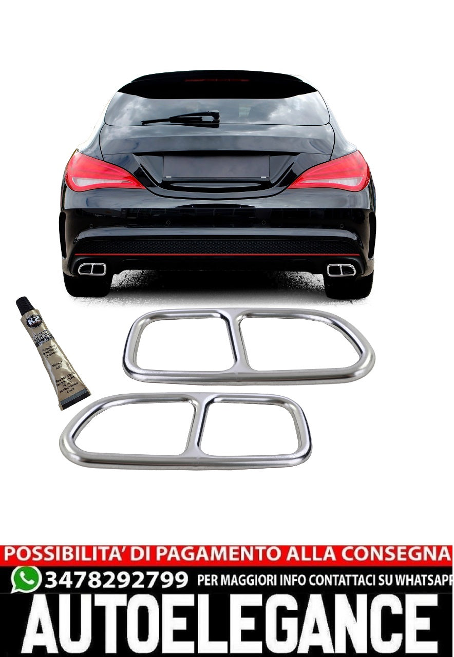 Cornici Terminali di Scarico Cromate Ottica 4 Tubi per Mercedes CLA C117 X117 13 AUTOELEGANCERICAMBI