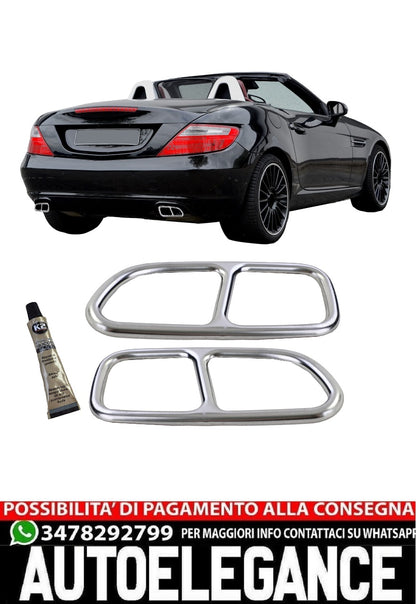 Cornici Terminali di Scarico Cromate Ottica 4 Tubi per Mercedes SLK R171 08-11 AUTOELEGANCERICAMBI