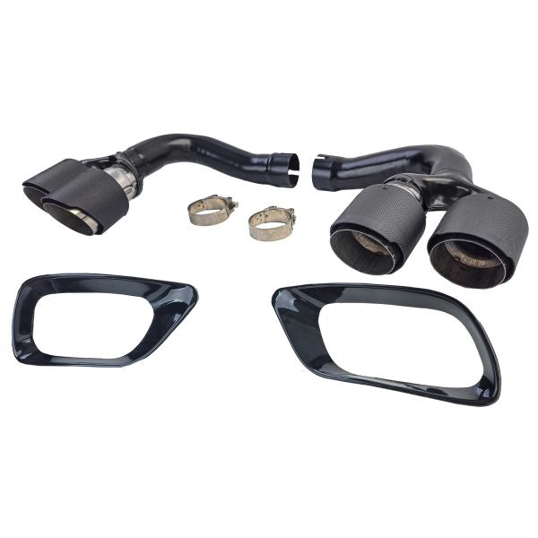 Carbon Fiber Double Pipe Exhaust Tips For BMW X6 E71 30d 40d 10-14