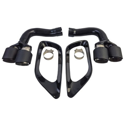 Carbon Fiber Double Pipe Exhaust Tips For BMW X6 E71 30d 40d 10-14