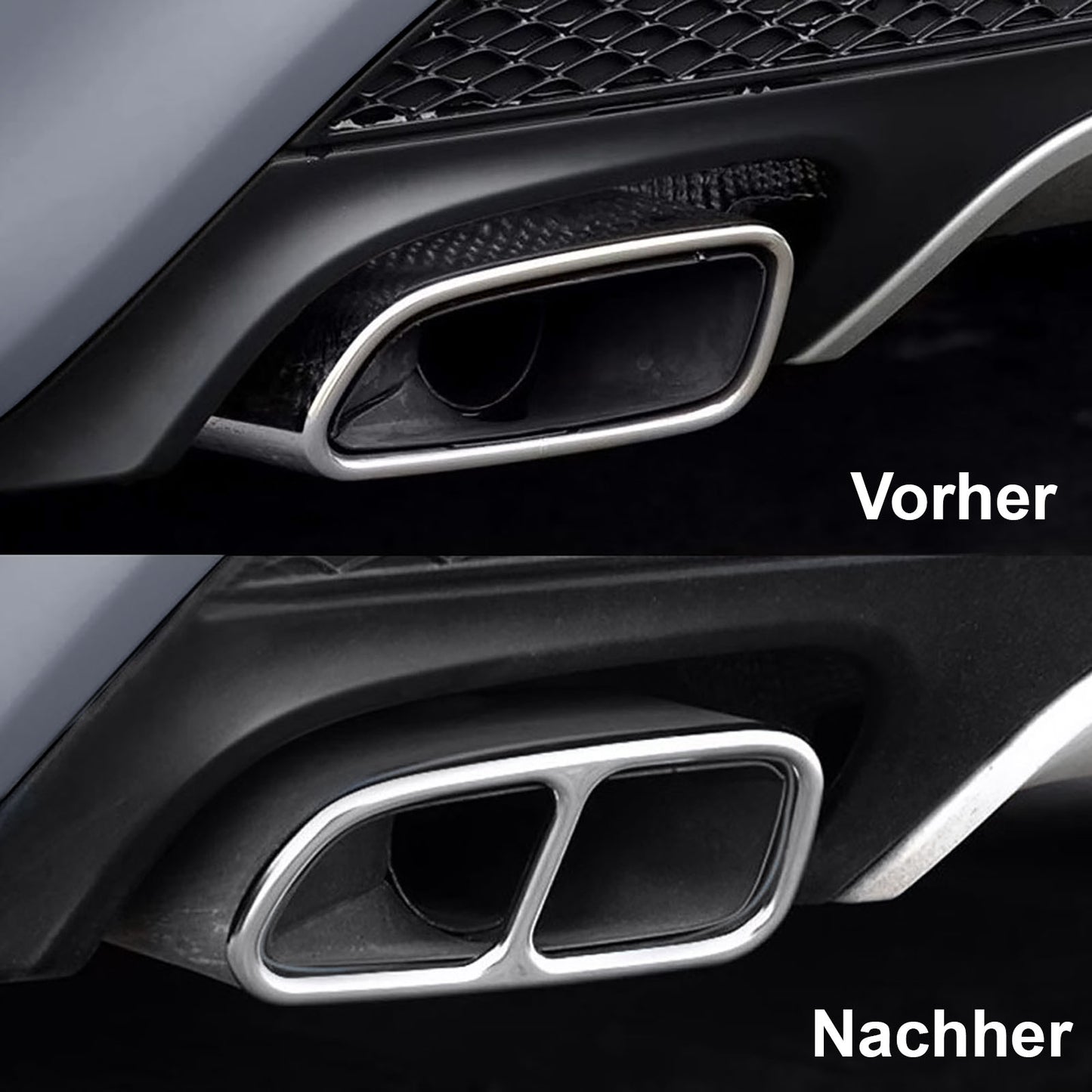 Cornici Terminali di Scarico Cromate Ottica 4 Tubi per Mercedes CLA C117 X117 13 AUTOELEGANCERICAMBI