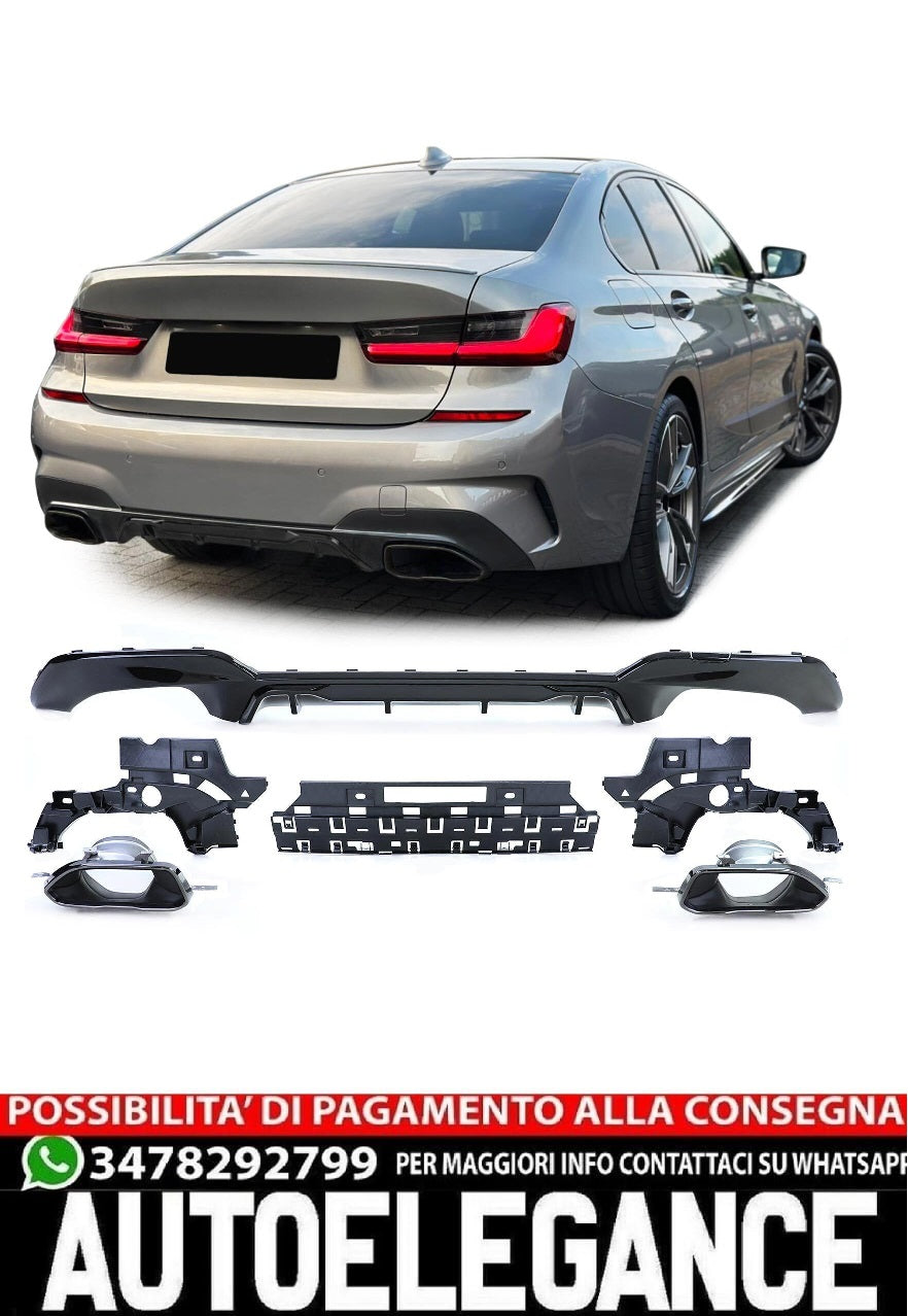 Diffusore Posteriore Sportivo + Terminali di scarico adatto a BMW Serie 3 G20 G