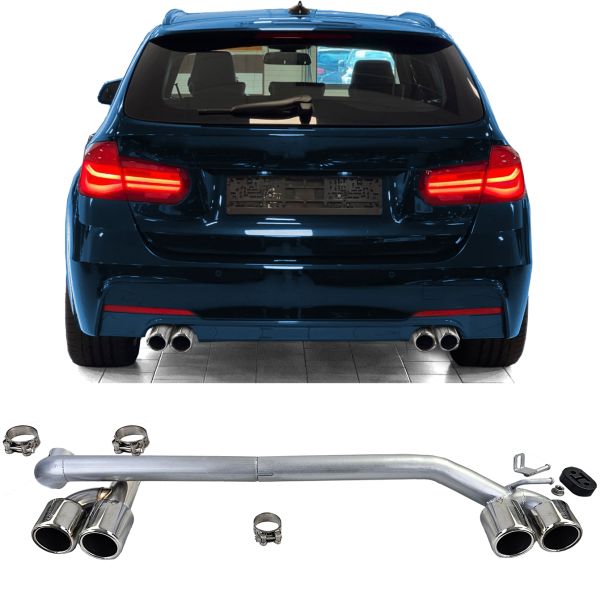 Terminale di scarico Duplex 4 Pipe Look Conversion adatto per BMW F30 F31 320 325 328 330