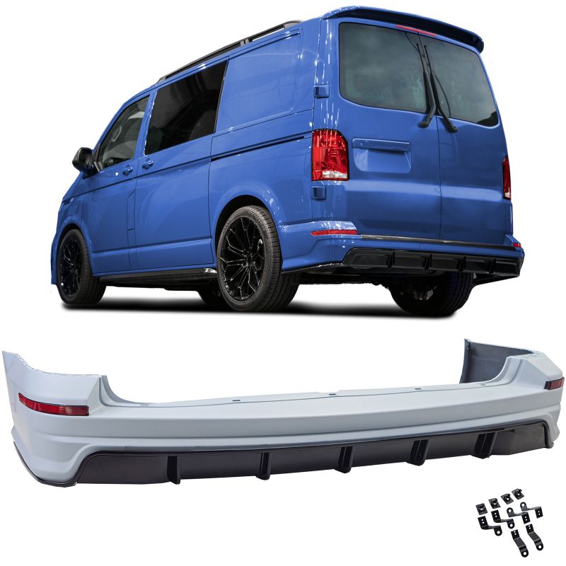 PARAURTI POSTERIORE PERFORMANCE CON DIFFUSORE NERO LUCIDO PER VW T6 / T6.1 2015+