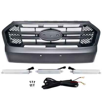 Griglia radiatore con LED nero con doppio ponte adatto per Ford Ranger T7 16-19