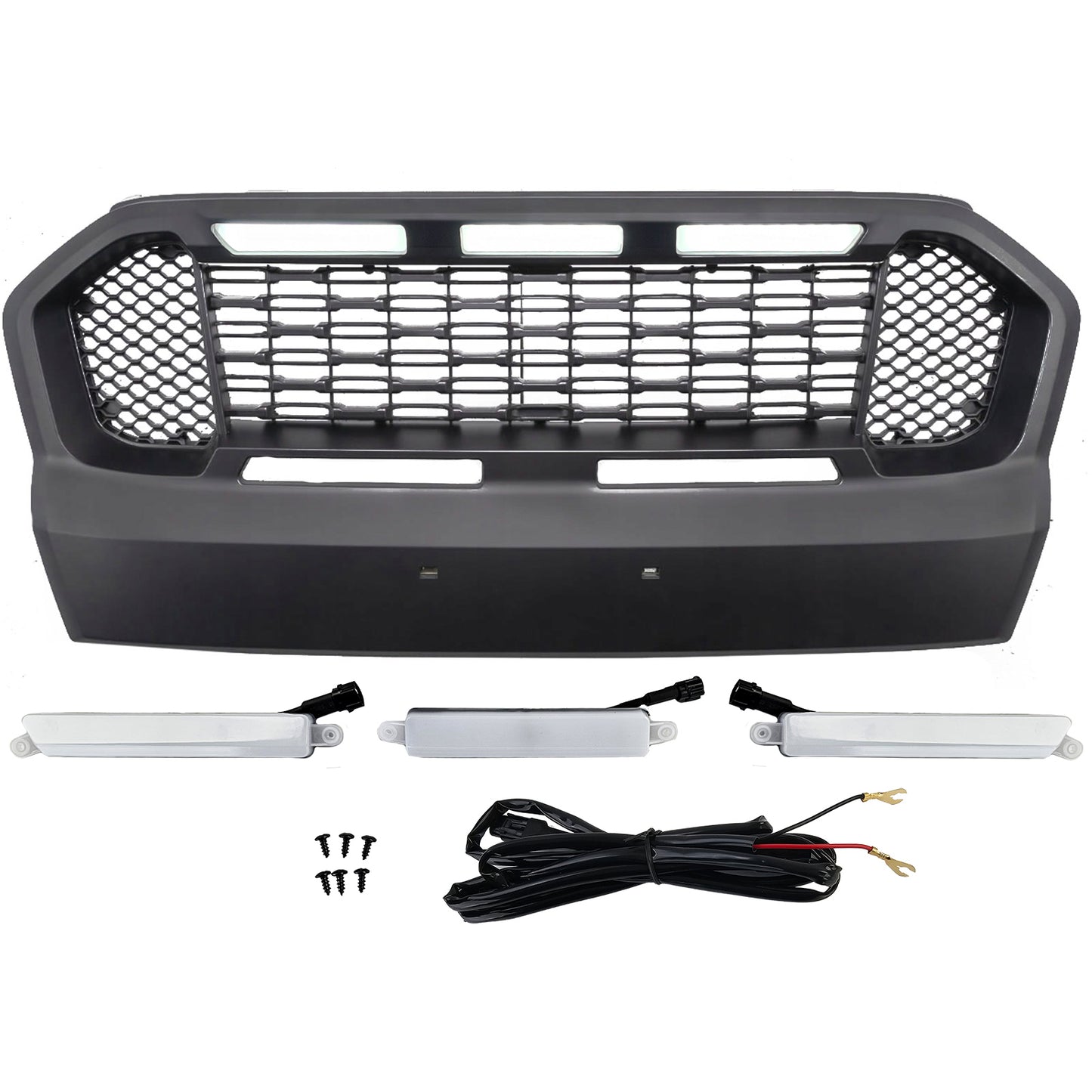 Griglia a nido d'ape Performance nera con LED adatta per Ford Ranger T7 16-19