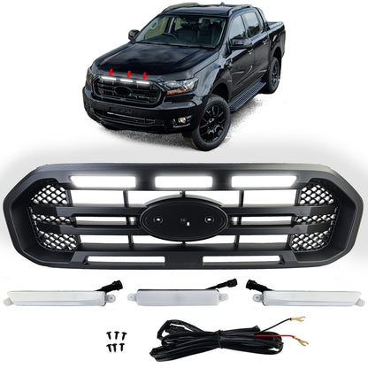 Griglia nera doppia barra con LED per Ford Ranger T8 19-23 2.0 TDCi