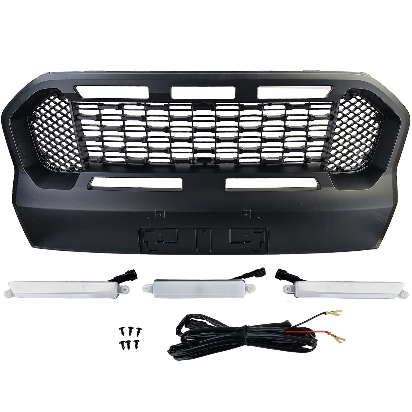 Griglia a nido d'ape Performance nera con LED adatta per Ford Ranger T8 19-23