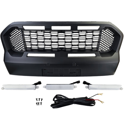 Griglia a nido d'ape Performance nera con LED adatta per Ford Ranger T8 19-23
