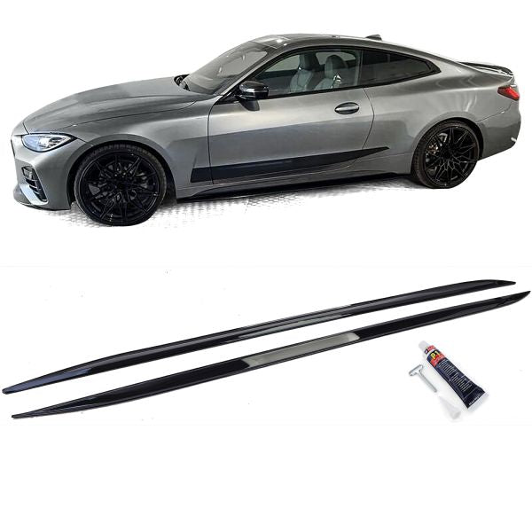 Gloss Black Side Skirts Fit For BMW 4 Series G22 G23 From 2020V