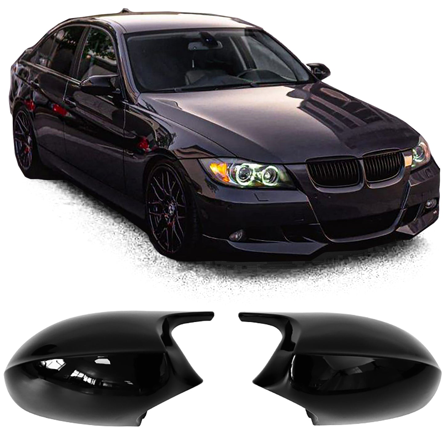 🔥Calotte specchietti nero lucido adatto per BMW Serie 3 E90 E91🔥
