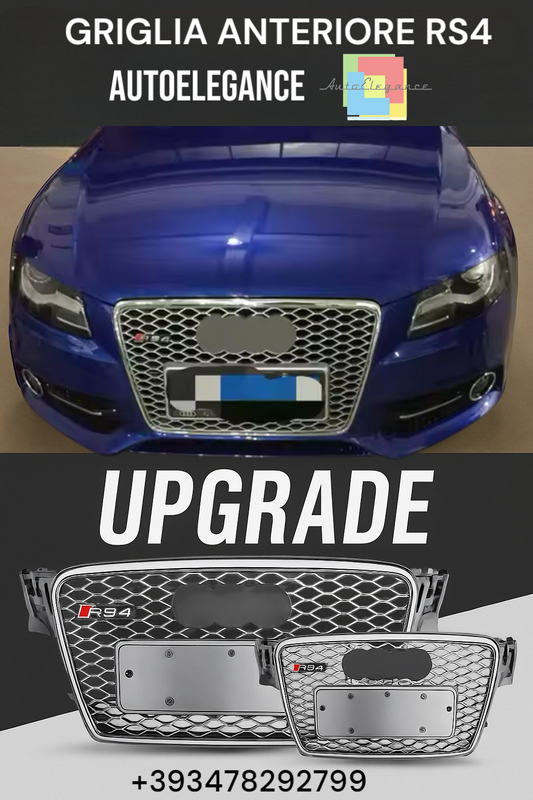 🔥GRIGLIA ANTERIORE PER AUDI A4 B8 08-12 LOOK RS4 SATINATA BORDO CROMATO🔥
