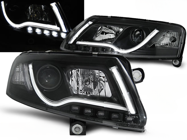 FARI ALLO XENO TUBO LUCE DRL NERO per AUDI A6 C6 04-08