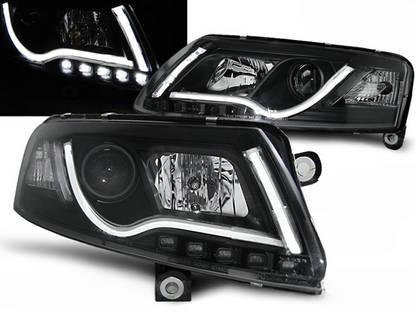 FARI ALLO XENO TUBO LUCE DRL NERO per AUDI A6 C6 04-08