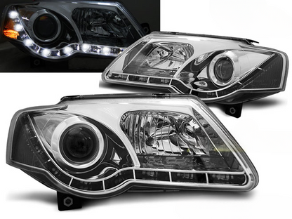 TRUE DRL CHROME HEADLIGHTS for VW PASSAT B6 3C 03.05-10 