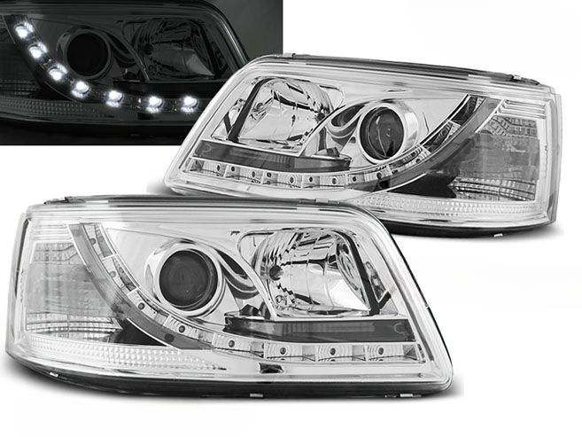 TRUE DRL CHROME HEADLIGHTS for VW transporter T5 04.03-08.09 