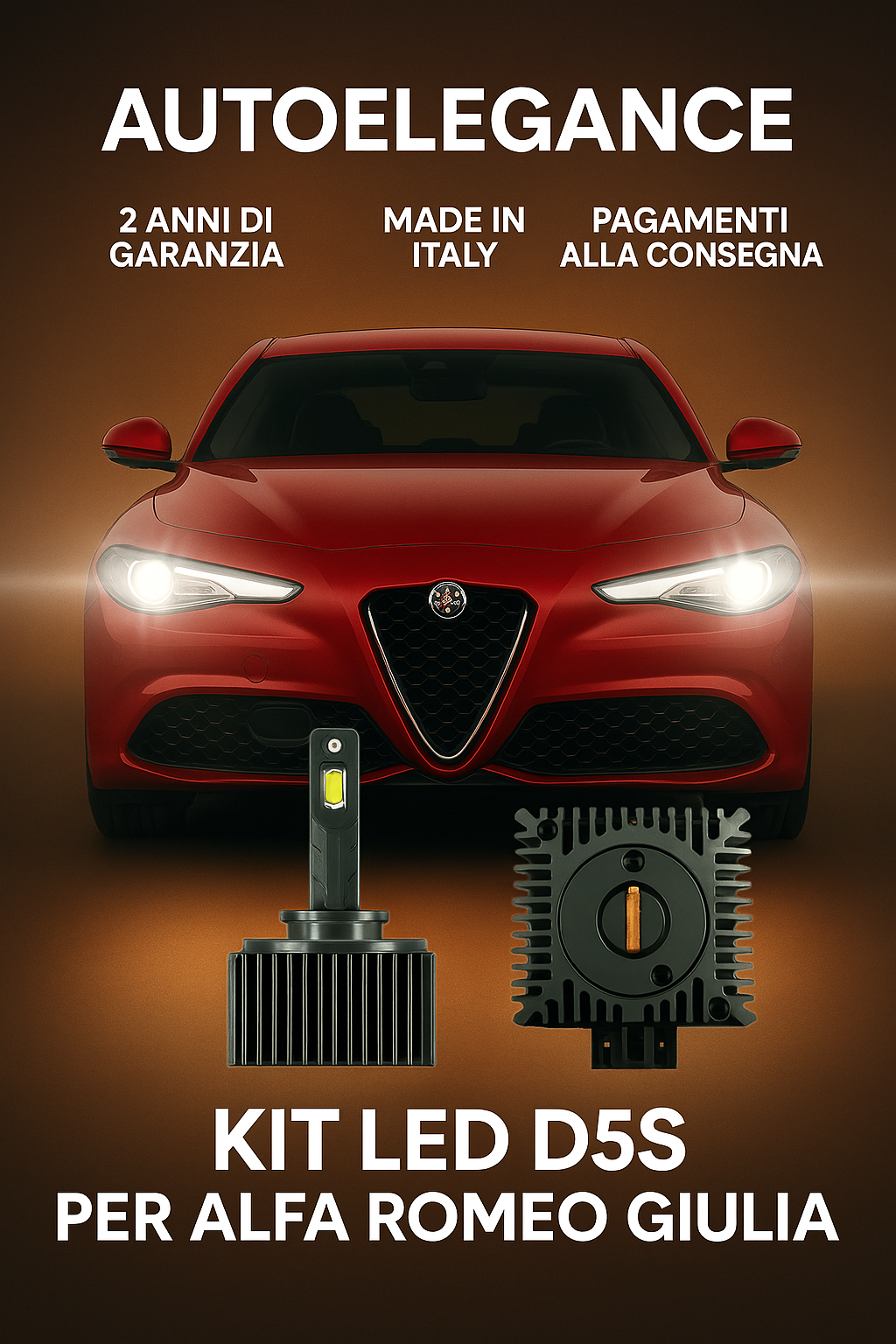 ⭐KIT XENON D5S 6000K ANABBAGLIANTI PER ALFA ROMEO GIULIA – LUCE BIANCA POTENTE⭐