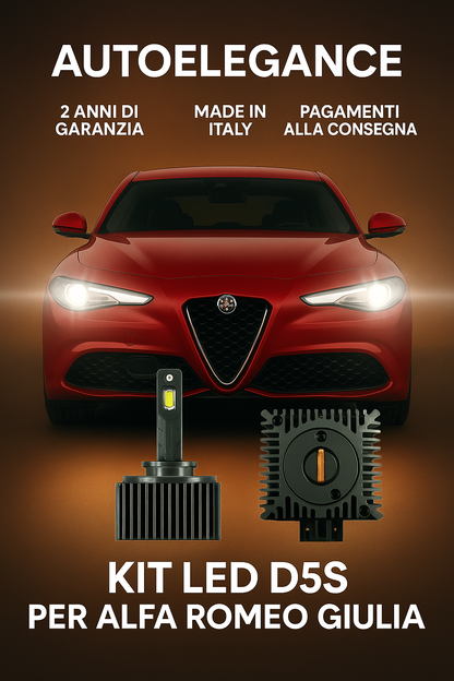 ⭐KIT XENON D5S 6000K ANABBAGLIANTI PER ALFA ROMEO GIULIA – LUCE BIANCA POTENTE⭐