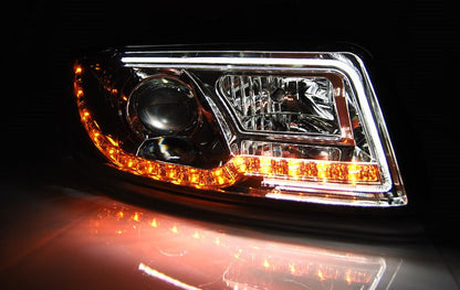 💕 Fari Anteriori Adatto per Audi A4 B6 2000-2004 Tube Light Cromato 💕