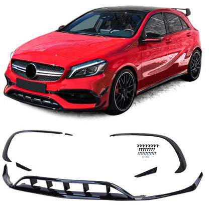 Front Bumper Spoiler Aero Kit Flaps Splitter For Mercedes A W176 15-18