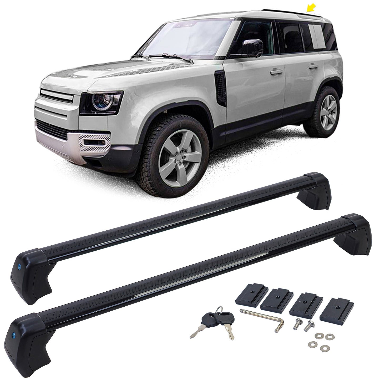 ✨Barre trasversali portatutto in alluminio nero per LandRover Defender 110 L663✨