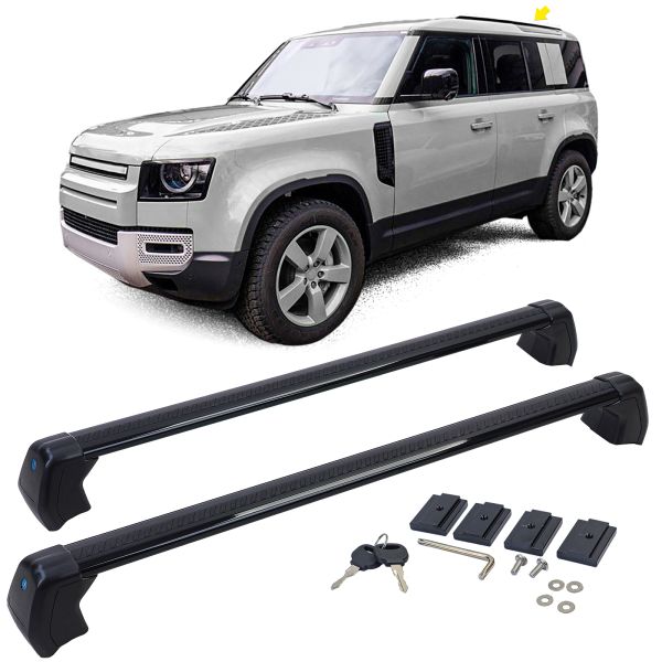 Barre trasversali portatutto in alluminio nero per Land Rover Defender 110 L663 dal 19