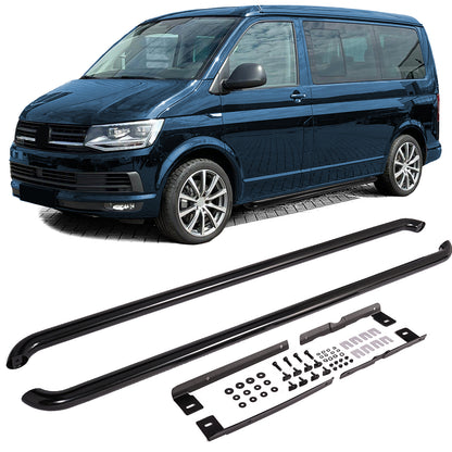 ✨Stainless Steel Side Steps Tubes Black for VW T5 T6 T6.1 Long Wheelbase✨ 