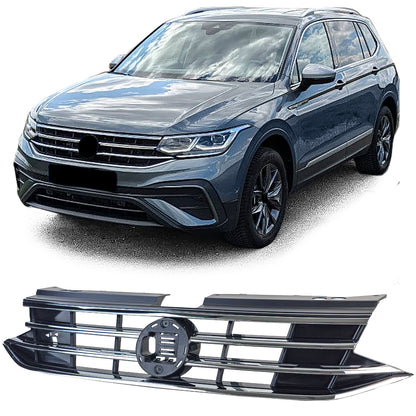 ⭐Black Grille with Chrome Stripes for VW Tiguan II Facelift 2020-2023⭐ 