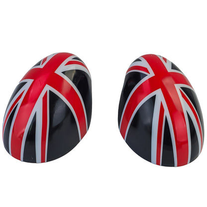 Union Jack Mirror Caps Black Red Suitable for Mini F54 F55 F56 F57 13-18